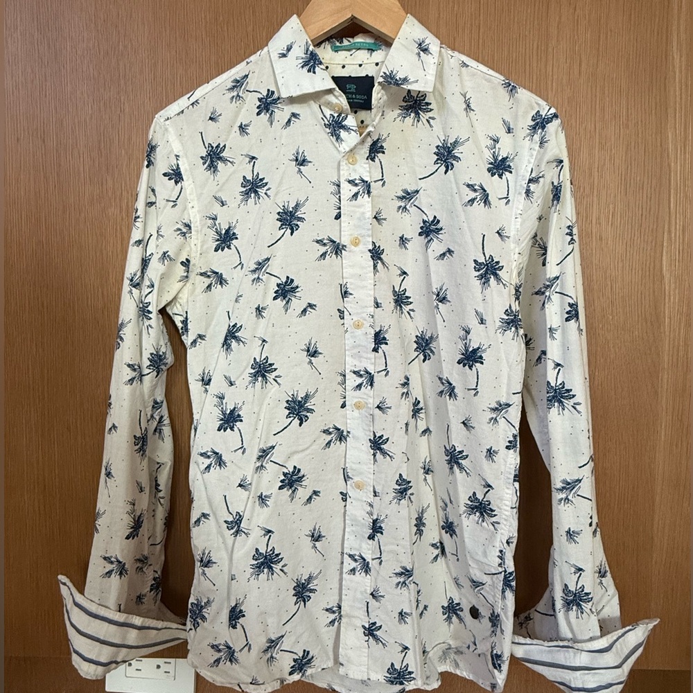 Scotch and Soda summer floral cotton shirt white and blue